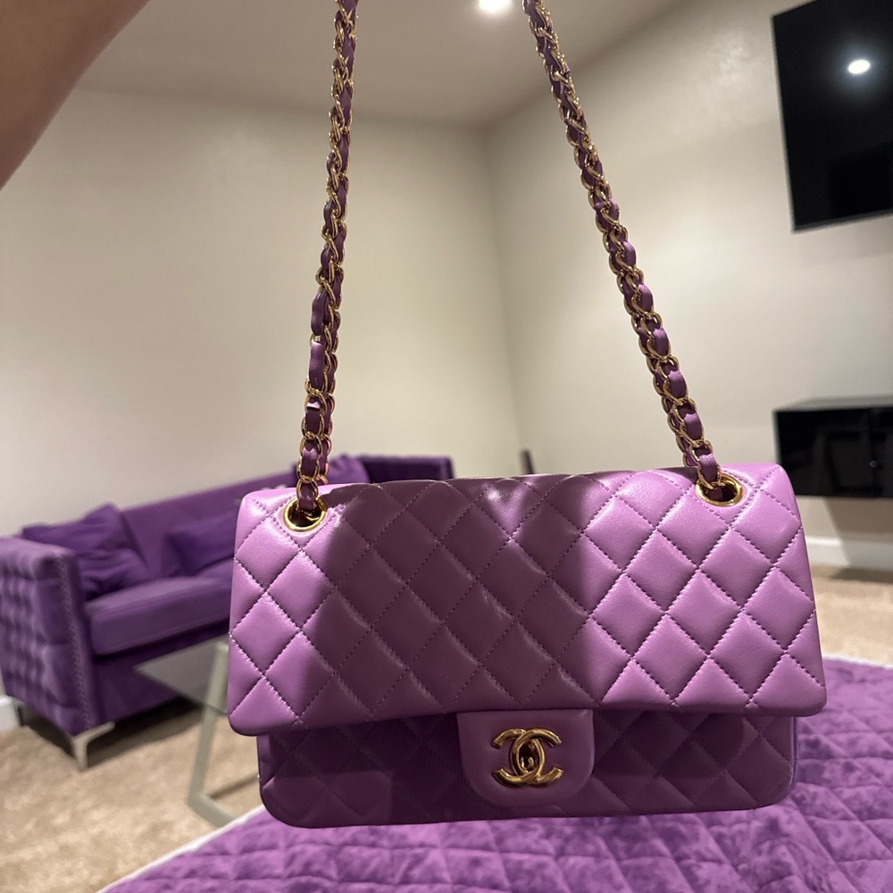 END OF YEAR SALE CHANEL Classic Lavender Quilted Shoulder Double Flap Bag
